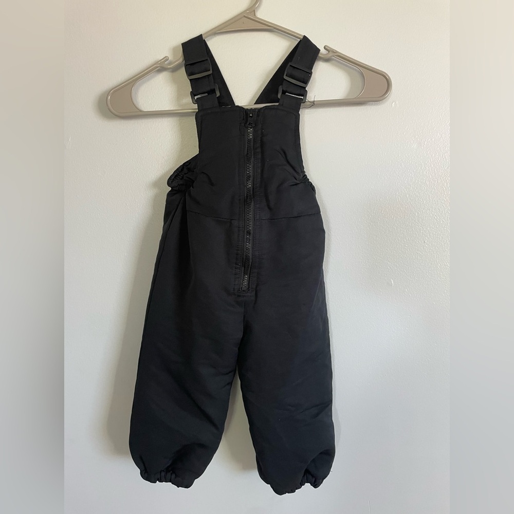 French Toast Black Overalls snow pants with Zipper and adjustable straps.